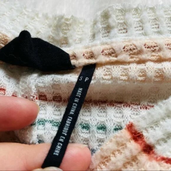 Urban Outfitters | Pastel Jojo Striped Henley Tie Front Thermal | Size Small - Picture 5 of 8